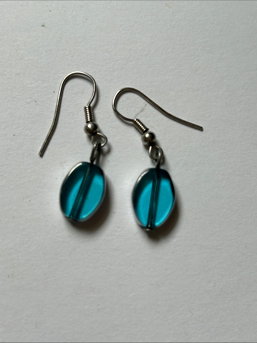 Teal Glass Drop Earrings with Silver Hooks - Women Jewelry j21